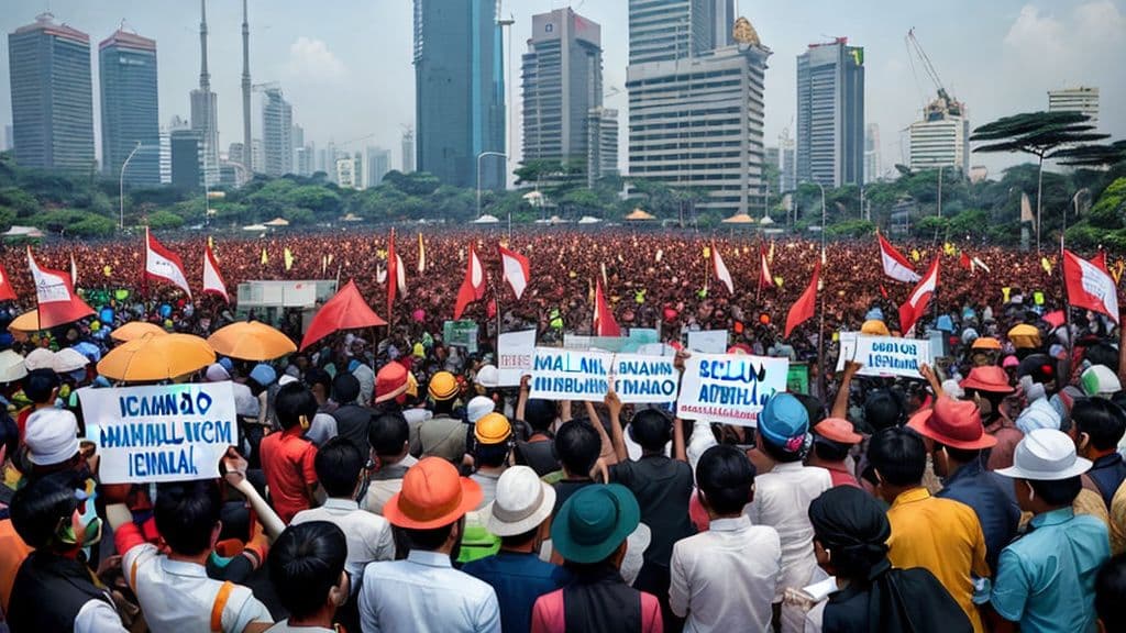 Indonesian Workers Stage Second Protest in Jakarta Demanding Higher Minimum Wage