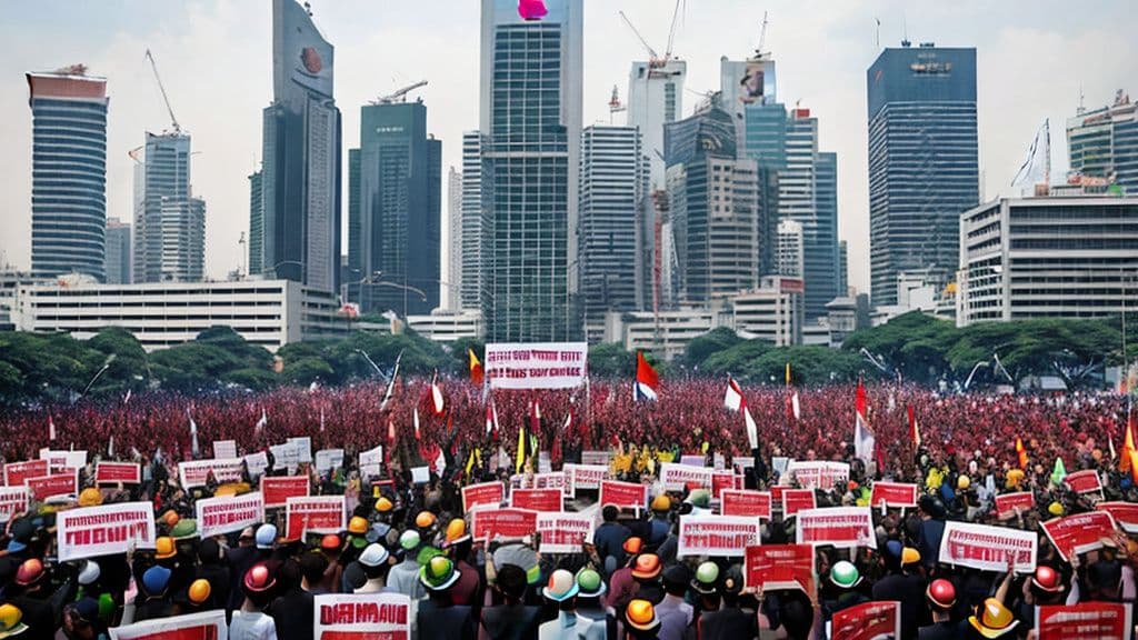 Indonesian Workers Protest in Jakarta, Demand Higher Minimum Wage